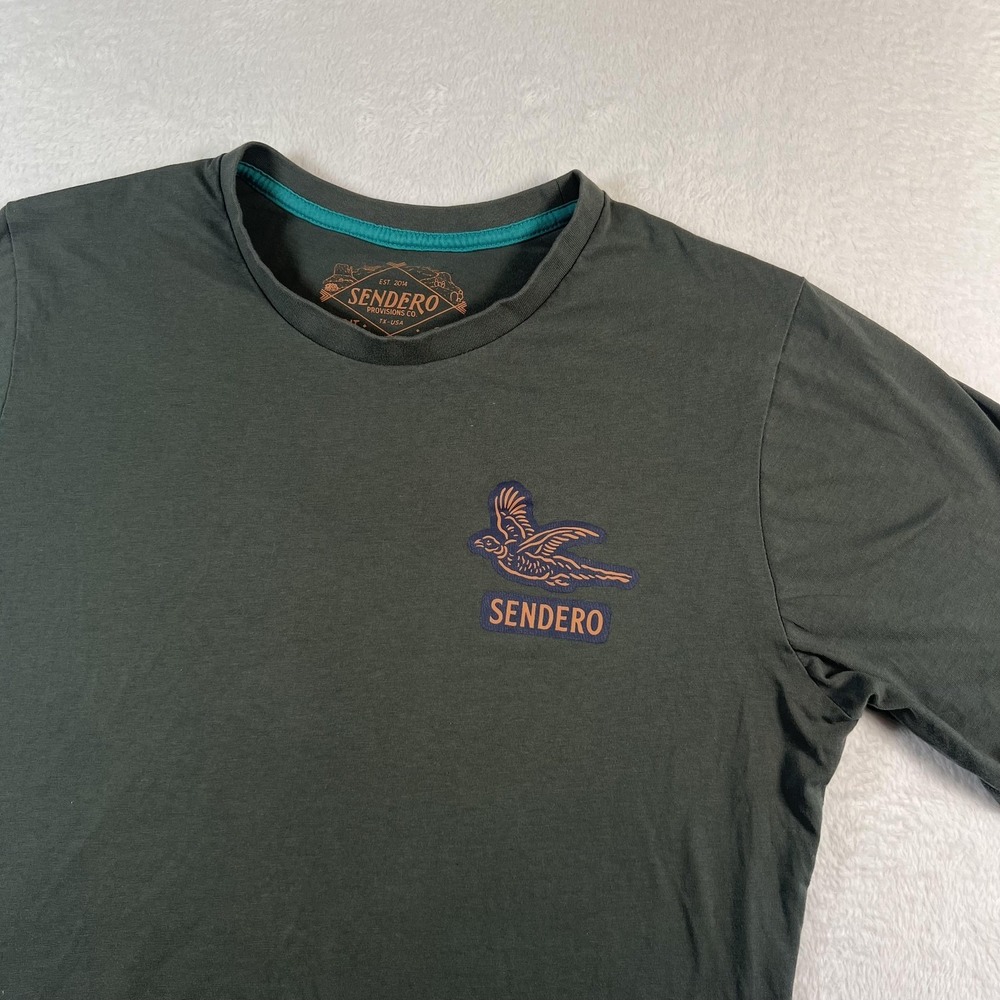 Sendero Provisions Co Shirt Mens Medium Green Bird Logo Graphic Tee Top